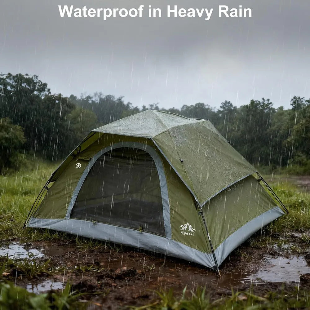 Night Cat Camping Tents With Rainfly Easy Clip Setup Waterproof