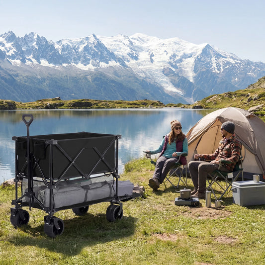 JHK Outdoor Double Decker Wagons Cart Large Capacity Collapsible