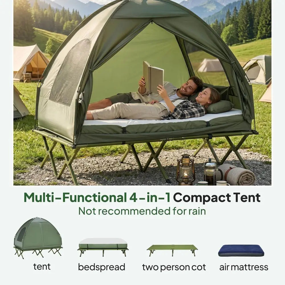 MBVM 4in1 Elevated Camping Tent Bed Combo With Air Mattress