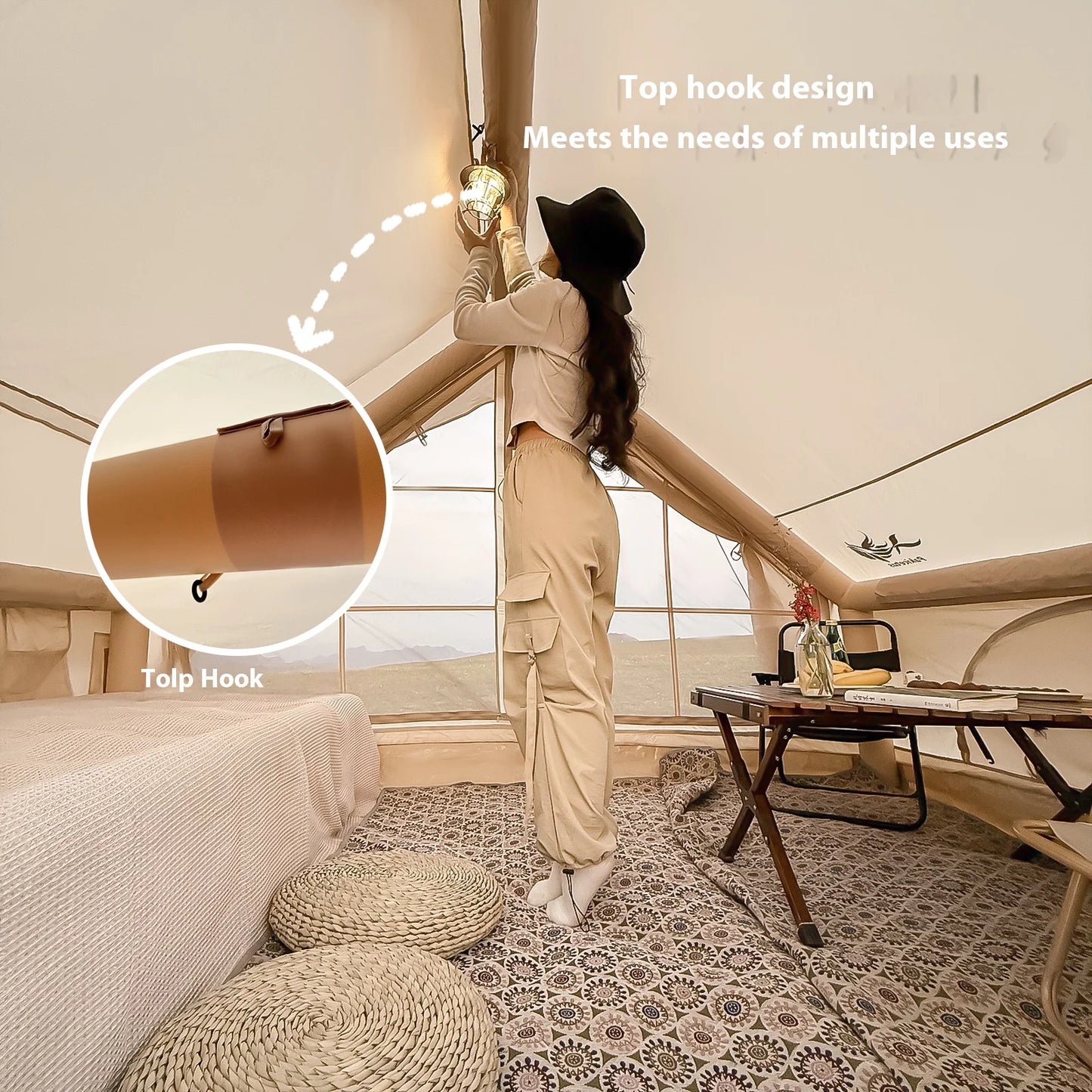 Pakicetus Inflatable Family Tent For Camping With Stove Plug Compatibility