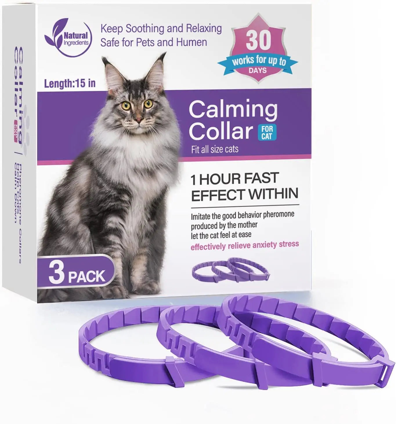 Dog Cat Calming Collar For Anxiety Relief Breakaway Quick Release