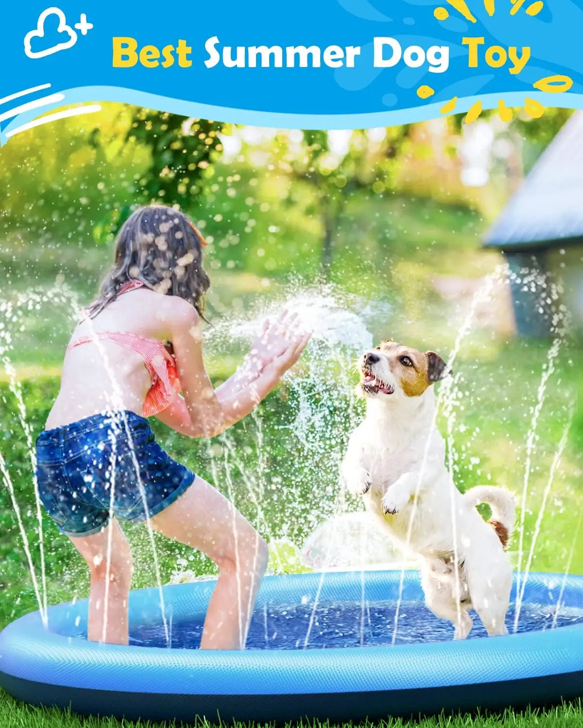 Splash Pad for Dogs and Kids Anti Slip Outdoor Water Play Mat Backyard