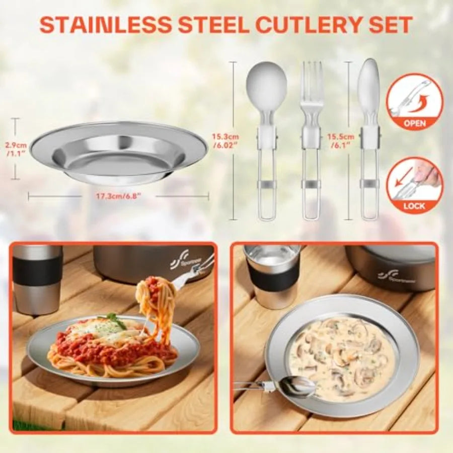 Camping Cookware Set 18-Piece Nonstick Pots Pan Kettle With Cups