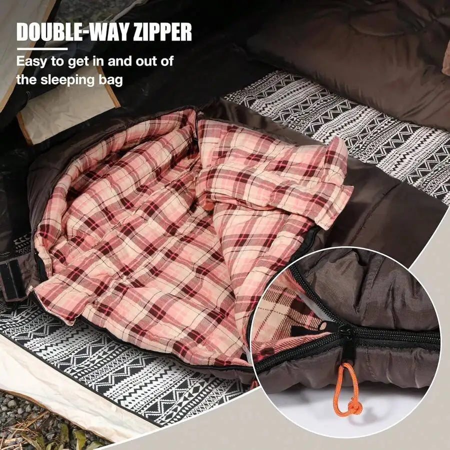 Cotton Filling Extra Thick Mummy Sleeping Bag For Adults Winter
