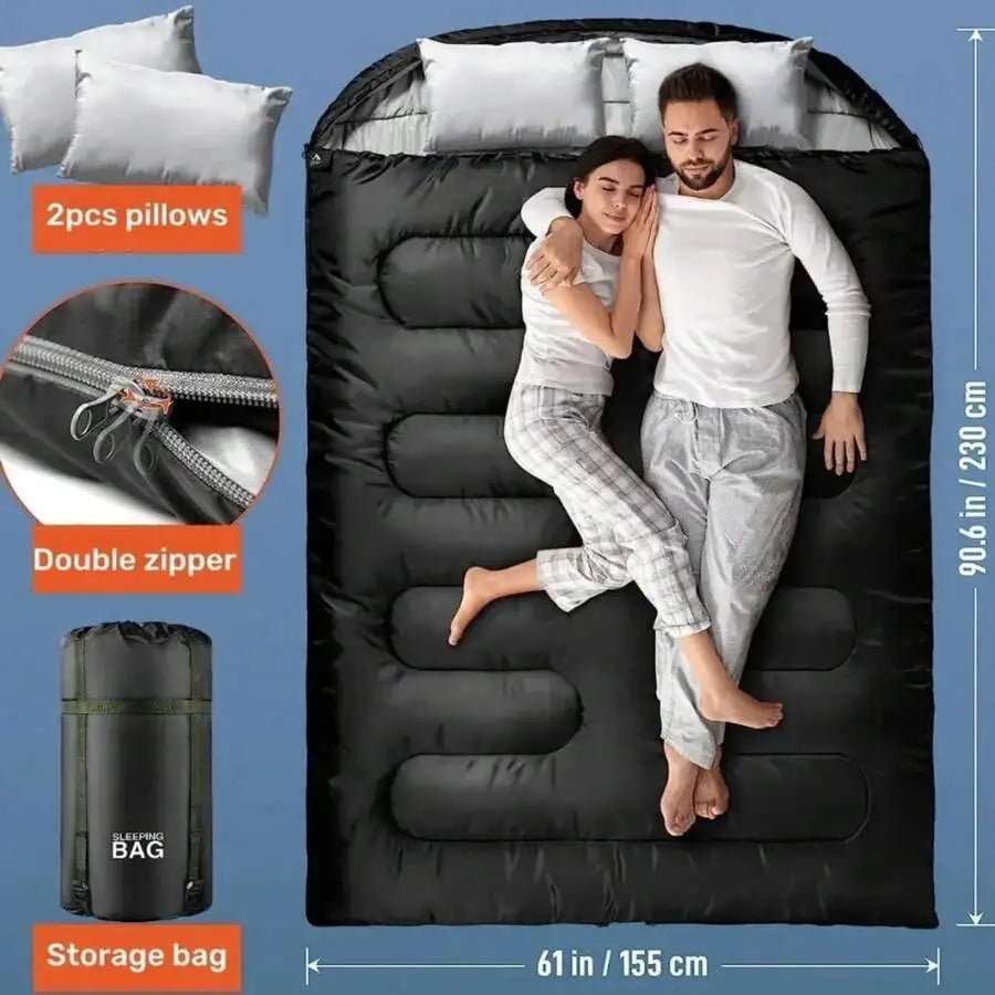 Winter Cold Weather Sleeping Bag For Adults With Pillows