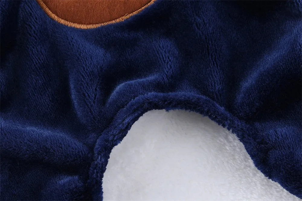 Caiban Autumn Winter Dog Fleece Jumpsuit Coat With Leash Ring