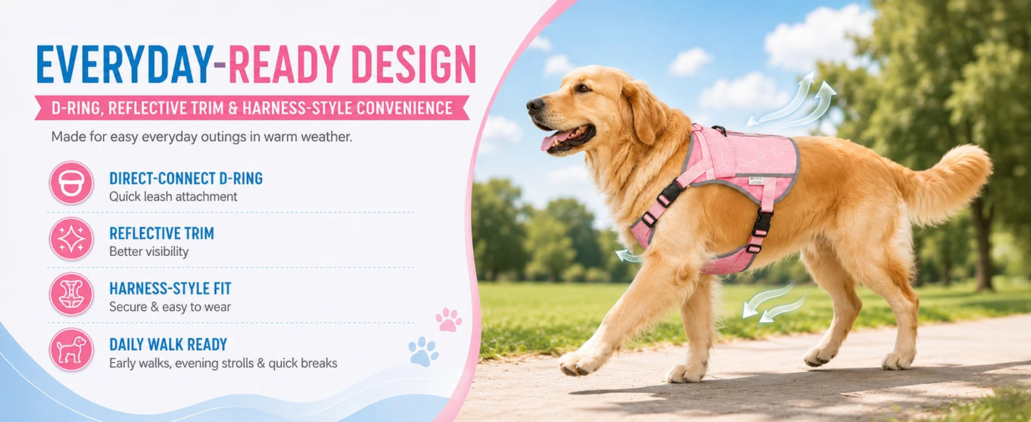 Cooling Vest For Dogs With Replaceable Cooling Packs, Lightweight
