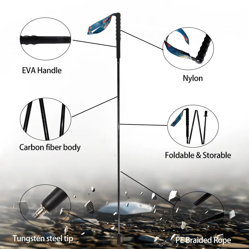 OKHEALING Carbon Fiber Folding Trekking Poles Nordic