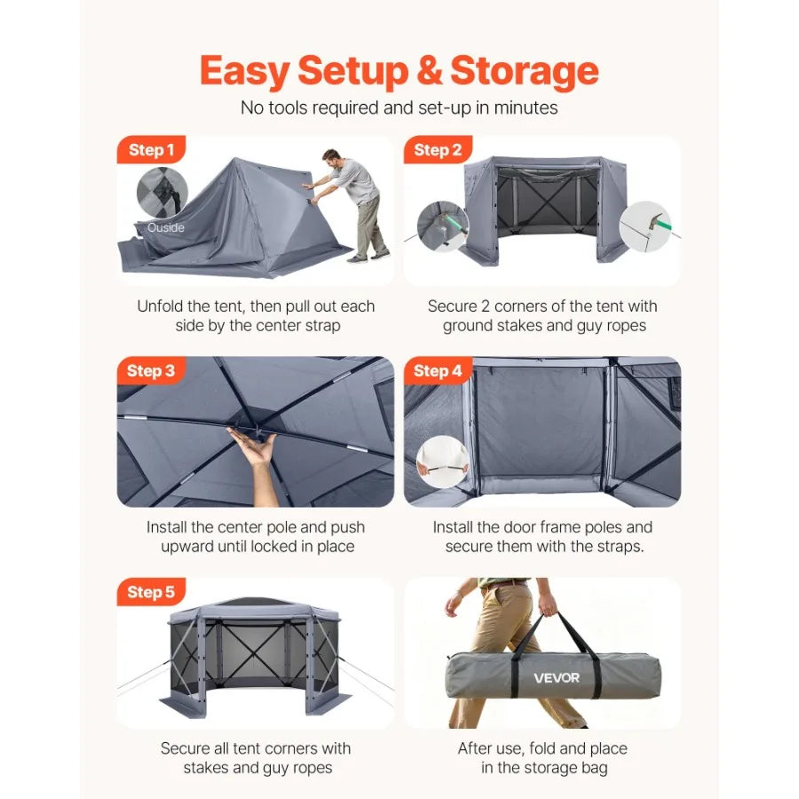 Pop Up Gazebo Screen Tent With Bite Proof Mesh For Outdoor Use