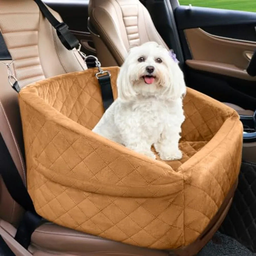 Dog Car Seat for Small Medium Dogs, Detachable Washable Dog Booster Seat Under 30lbs, Pet Car Seat Travel Bed with Storage Pock