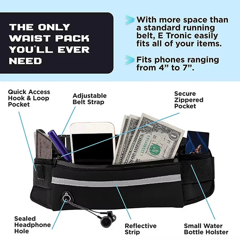 Hands Free Dog Leash With Reflective Waist Bag Retractable Belt