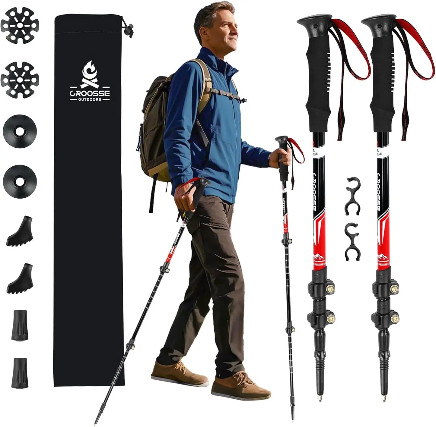 Lightweight Collapsible Trekking Poles 2 Pack Aluminum Hiking Poles