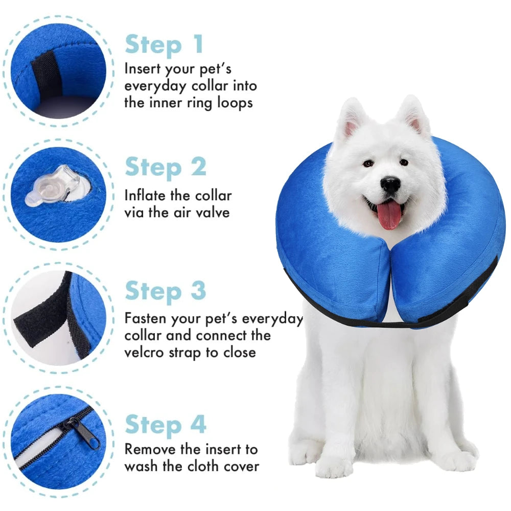 Inflatable Dog Recovery Collar Soft Protective Cone For Postoperative Care