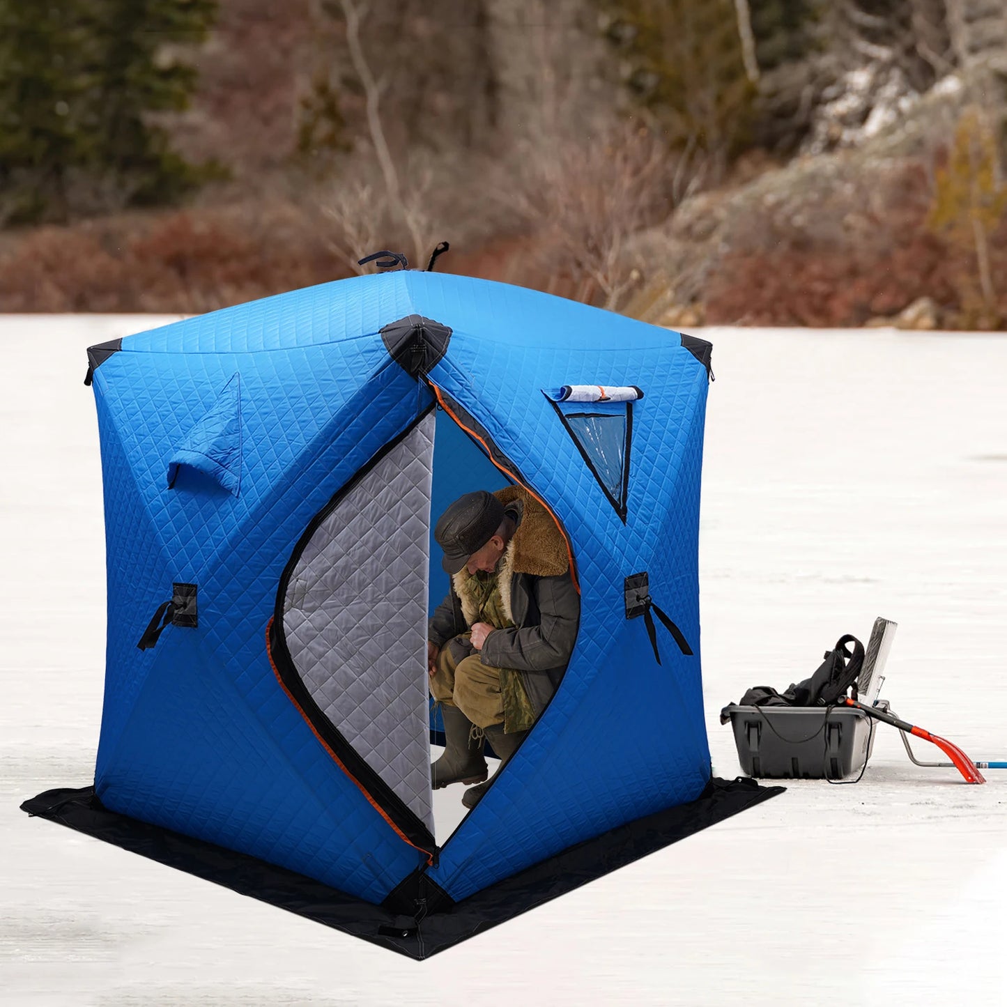 Bymaocar Ice Fishing Tent Outdoor Thermal Shelter Dual Zipper Windproof