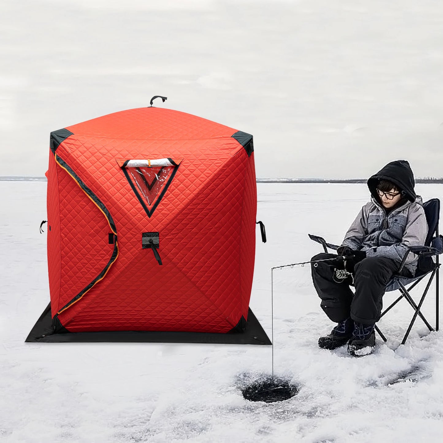 Bymaocar Ice Fishing Tent Outdoor Thermal Shelter Dual Zipper Windproof