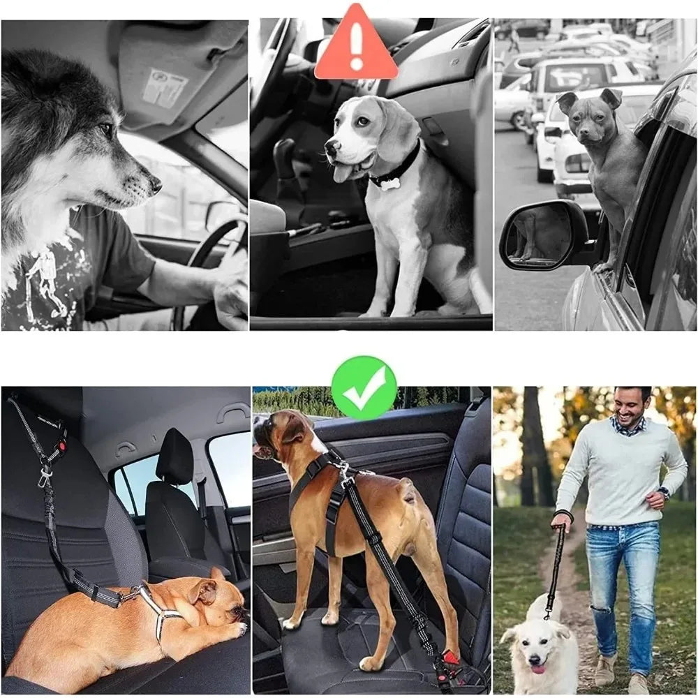2-In-1 Dog Car Seat Belt Headrest Restraint Reflective