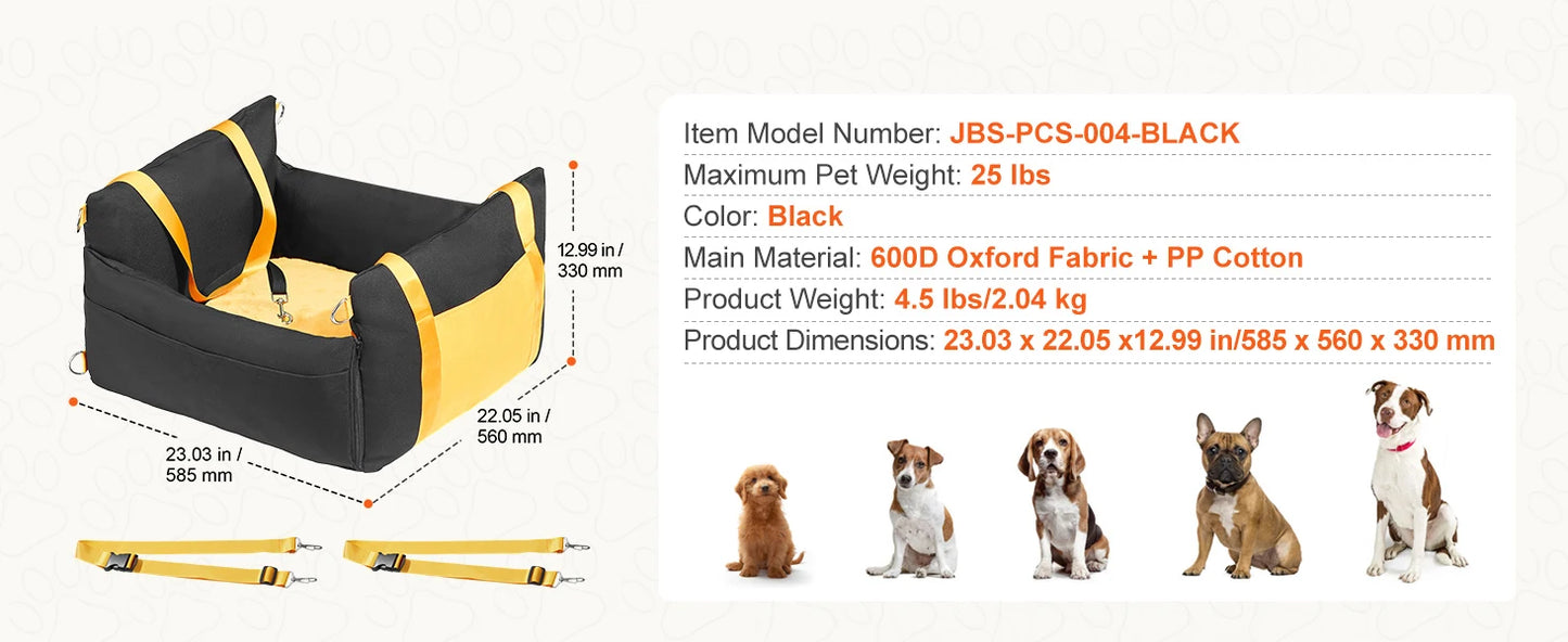 SucceBuy Dog Car Seat Waterproof Booster With ClipOn Leash