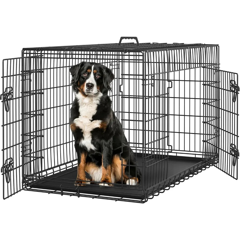 Double Door Dog Crate With Divider And Removable Tray