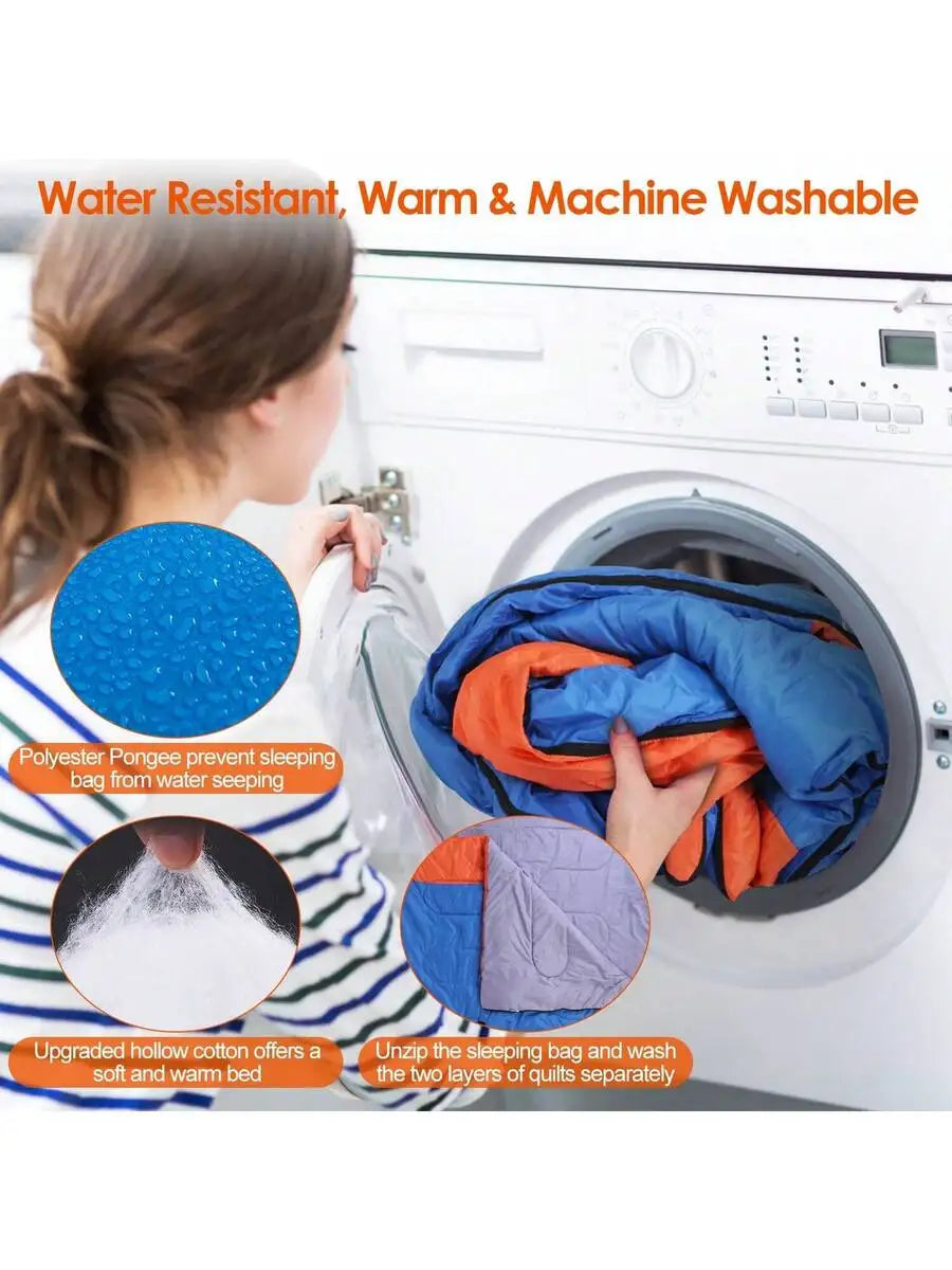 Lightweight Water Resistant Sleeping Bag With Cotton Liner