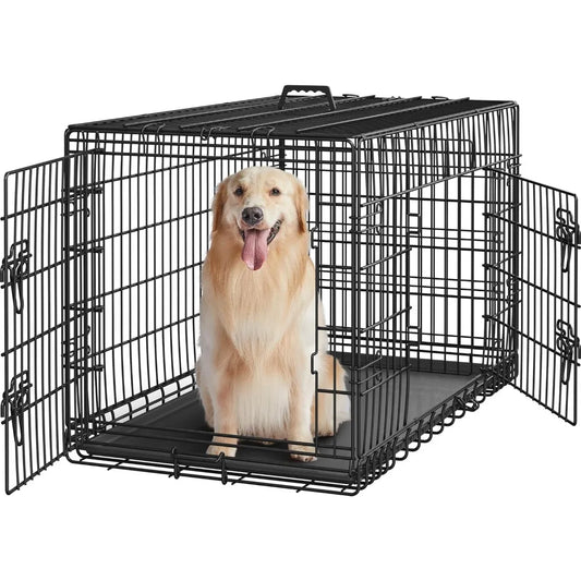 Double Door Dog Crate With Divider And Removable Tray