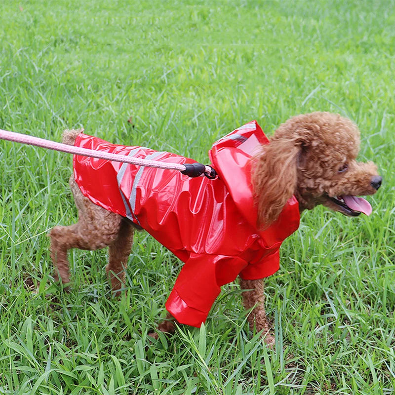 Waterproof PU Dog Raincoat With Hood For Pets