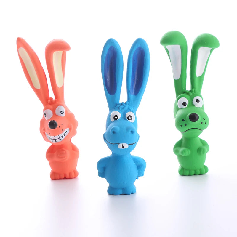 Naughty Rabbit Latex Dog Chew Toy Durable Rubber Squeaker