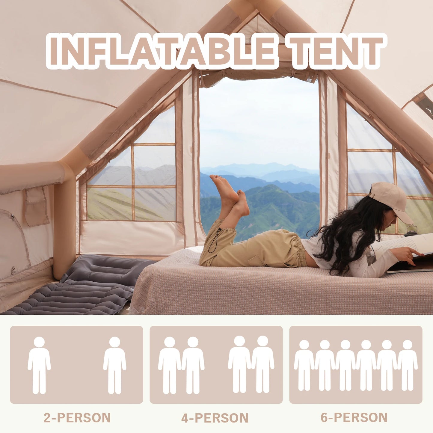 Pakicetus Inflatable Family Tent With Skylight And Quick Setup