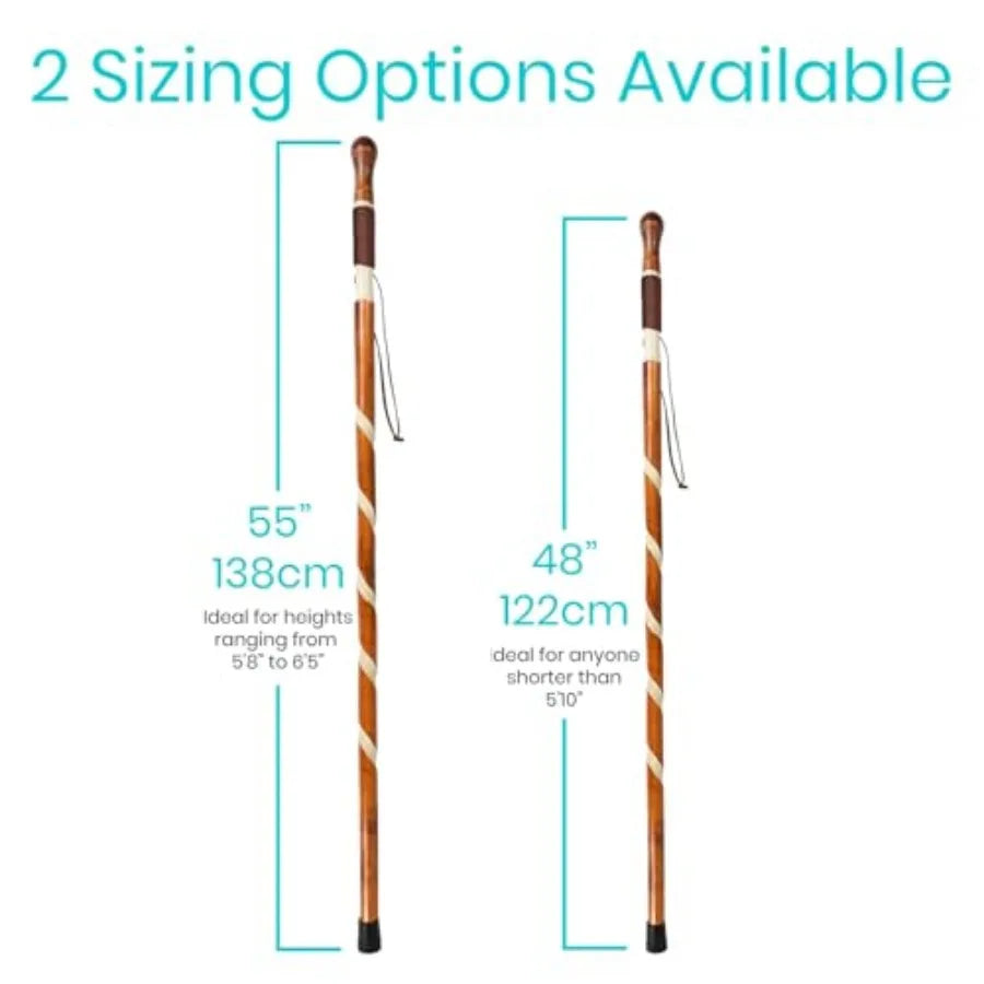 Willow Wooden Walking Stick For Seniors, Heavy Duty Carved Twisted