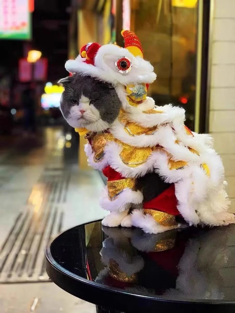 2026 Costume Lion Dance Dog And Cat Spring Festival Dog Costume Chinese New Year Role Play Puppy Pet Chihuahua Puppy Costume