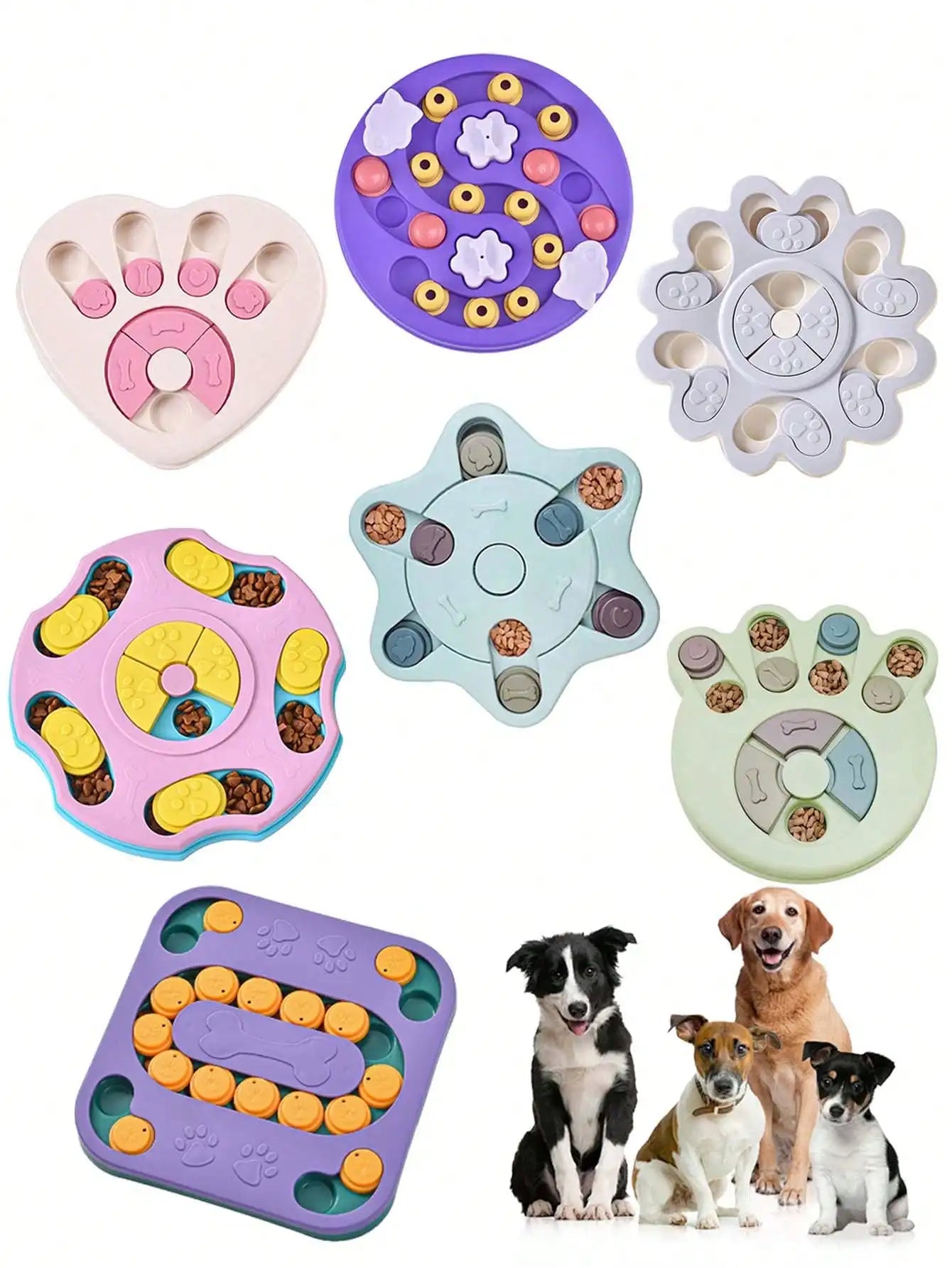 Durable Interactive Dog Cat Slow Feeder Bowl Puzzle Food Dispenser