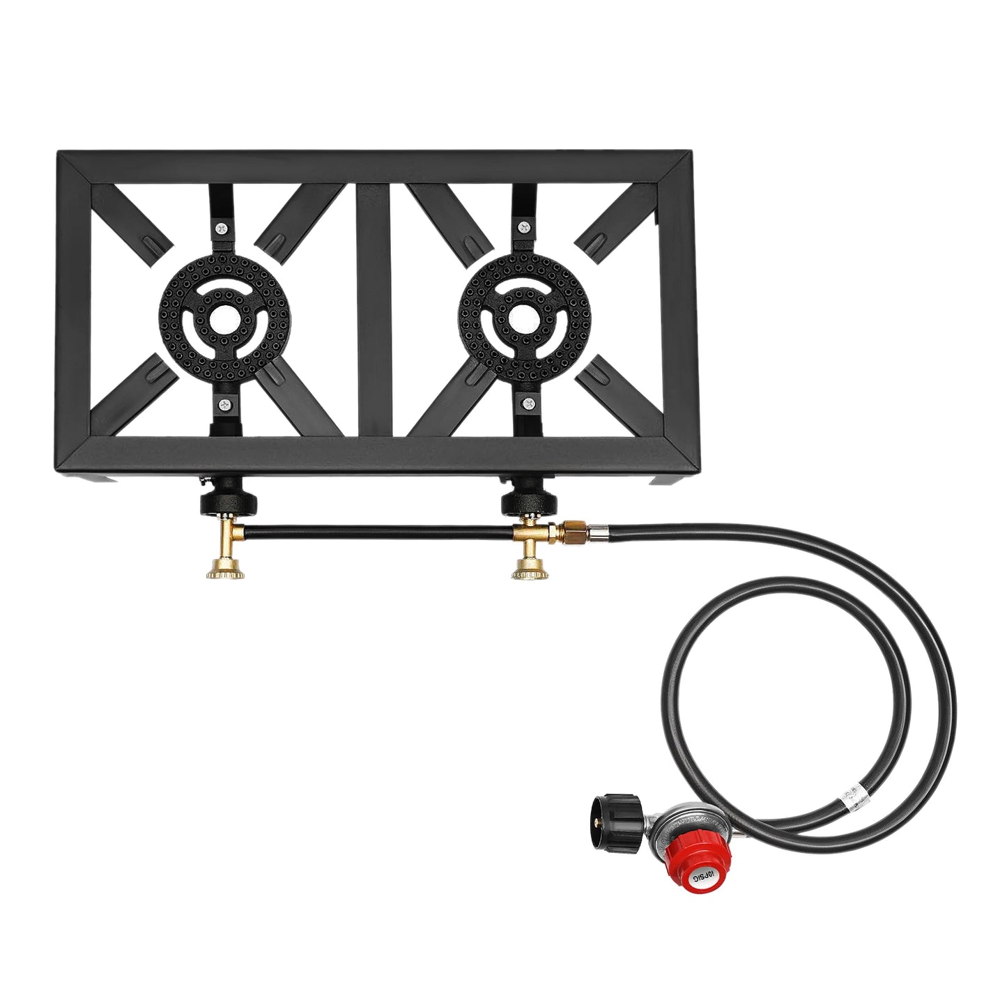 Portable Double Burner Gas Stove With 0-10 PSI Regulator
