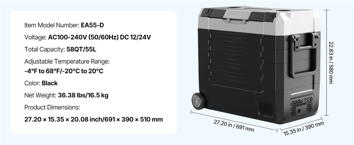 SucceBuy Portable Car Refrigerator With Wheels And App Control