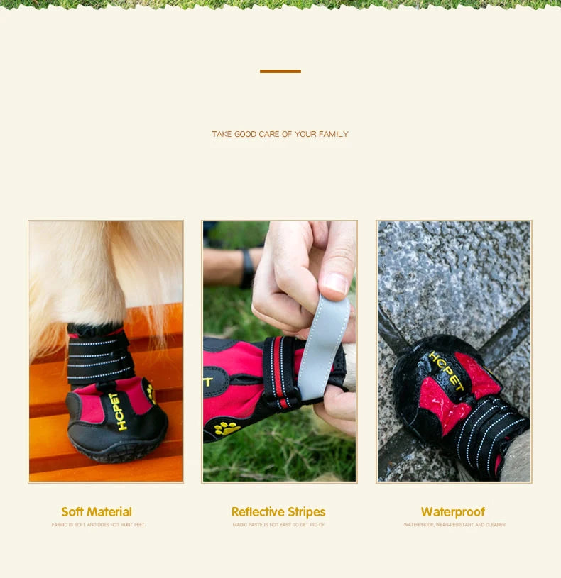 HCPET Waterproof Outdoor Dog Boots Set Durable Breathable
