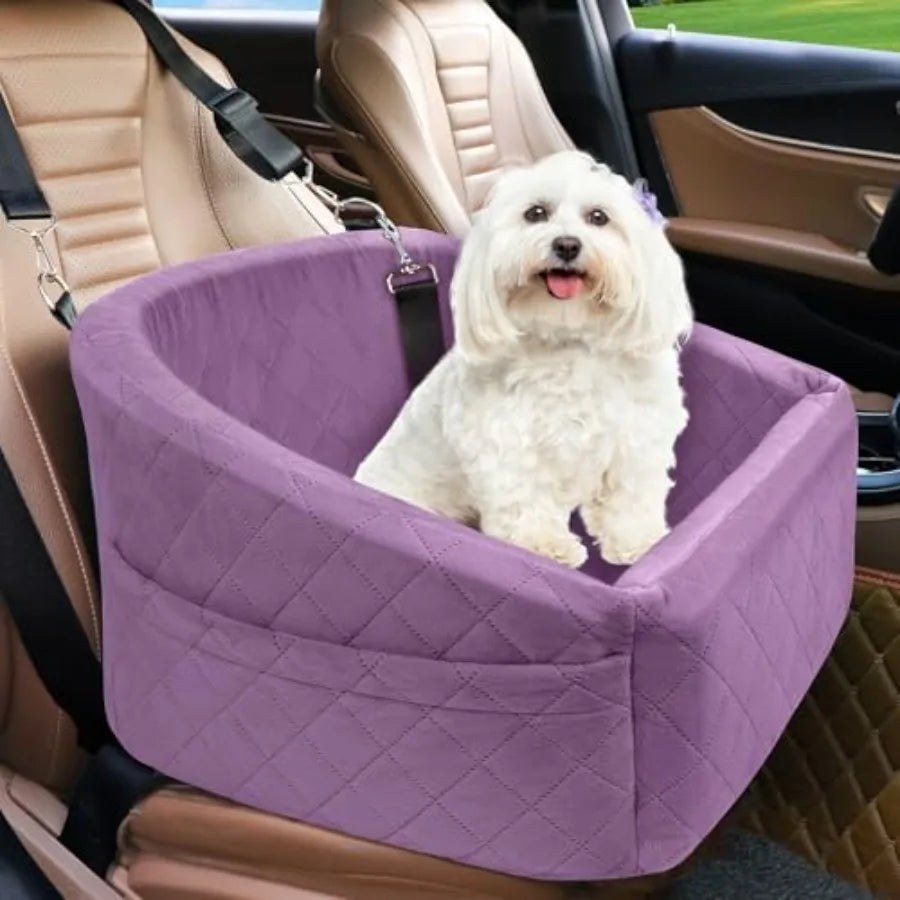 Dog Car Seat for Small Medium Dogs, Detachable Washable Dog Booster Seat Under 30lbs, Pet Car Seat Travel Bed with Storage Pock