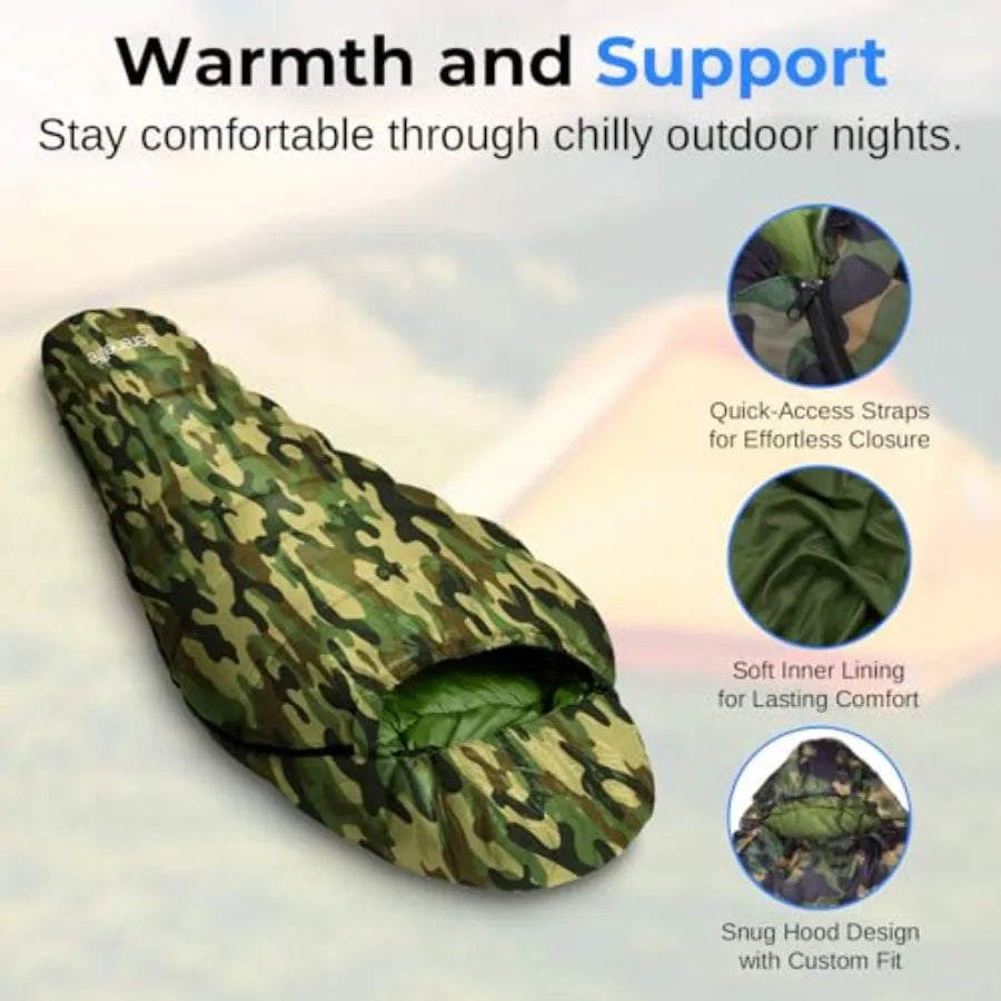 Military-Style Cotton Sleeping Bag For Extreme Cold Weather