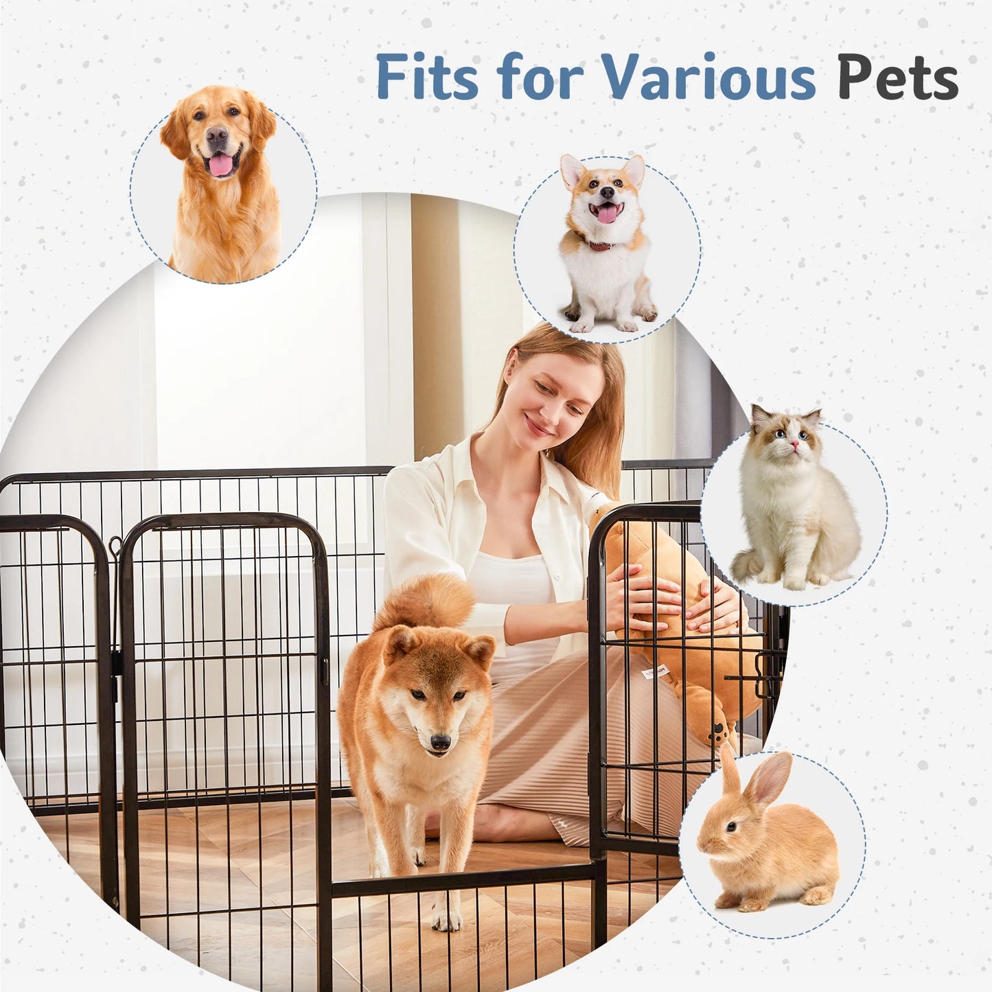 JHK Foldable 16-Panel Dog Playpen Pet Fence For Indoor Outdoor