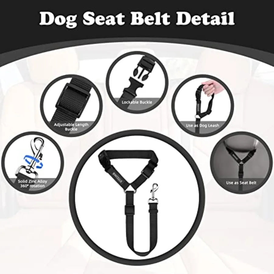 Dog Cat Safety Seat Belt Straps, Adjustable Nylon, Vehicle Restraints