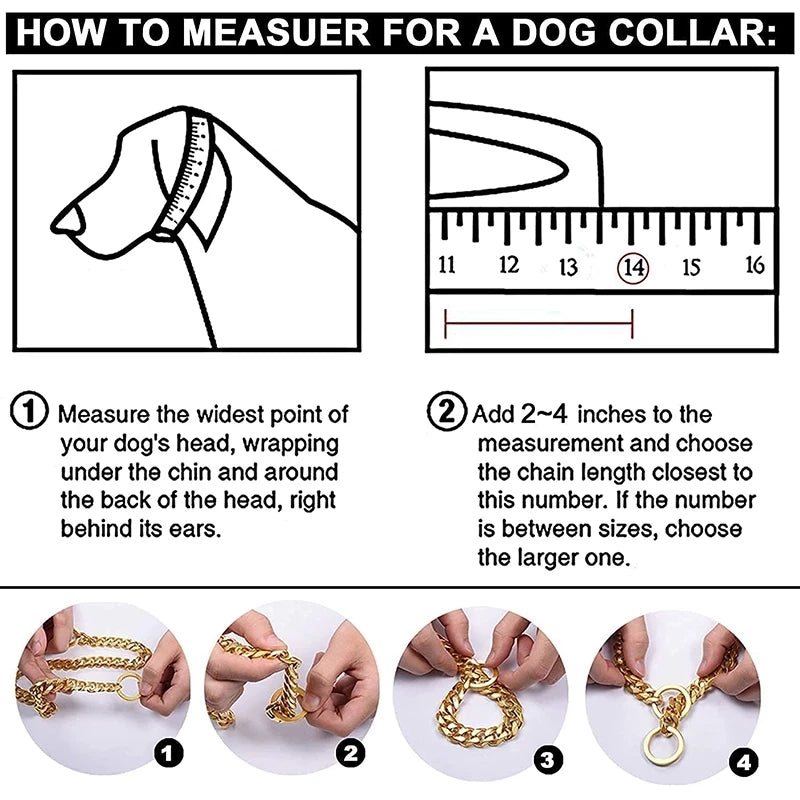 Stainless Steel Chain Collar for Dogs Durable Training Collar