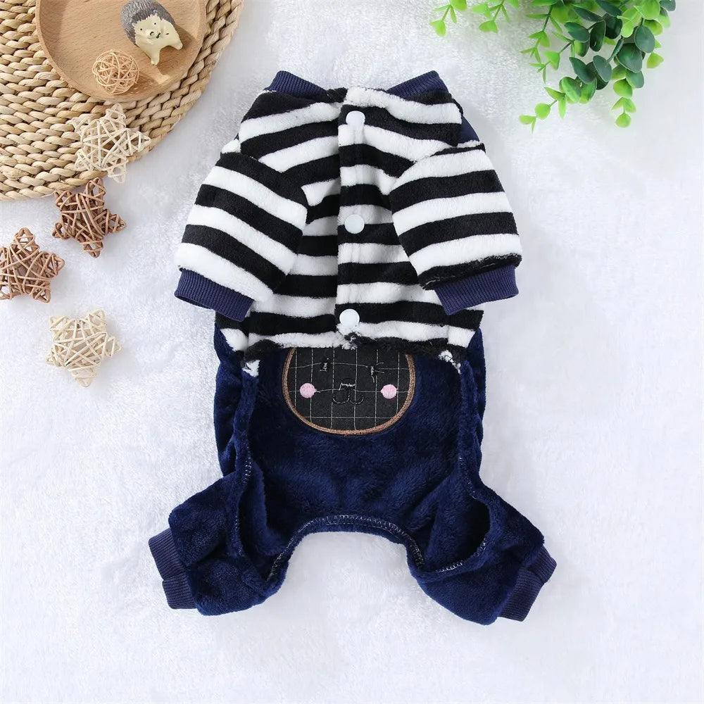 Caiban Autumn Winter Dog Fleece Jumpsuit Coat With Leash Ring