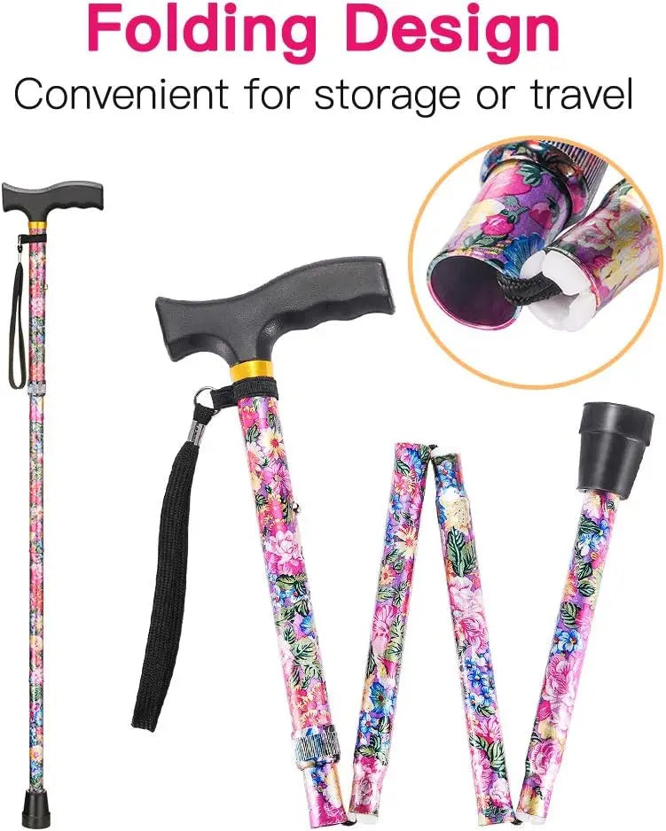 Walking Cane With T Handle Adjustable 5 Level Aluminum Shaft