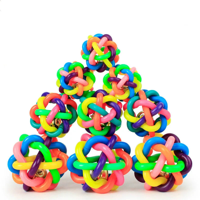 Woven Bell Dog Toy Bite Resistant Rubber Chew Ball Fetch