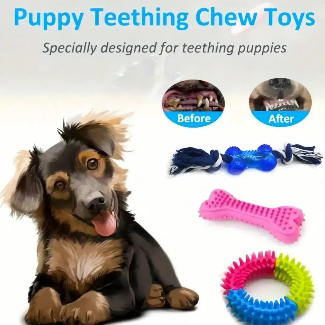 4 Piece Pet Toy Set Durable Dog Toys Ball Rope Puzzle Toys