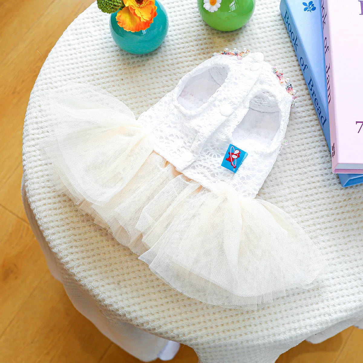 Dog Tutu Dress With 3D Flower Knot Bow For Celebration