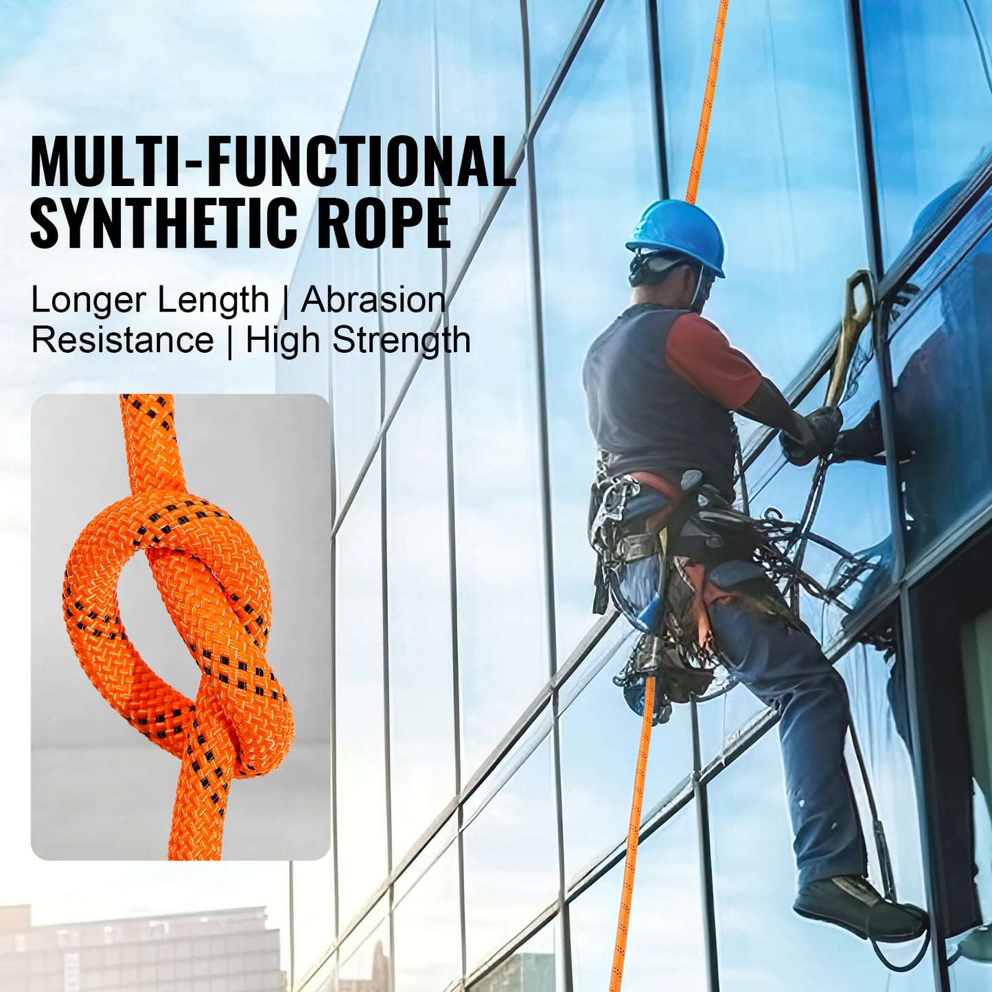 SucceBuy 120ft Dual-Weave Polyester Cord 3/8 1/2 inch 48-Strand Multi-Use Rope for Arborist Activities Adventures Versatile