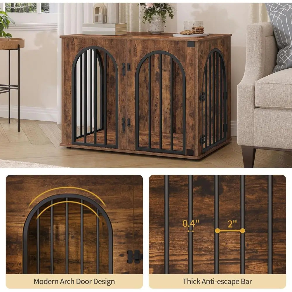 Wooden Dog Crate Indoor Kennel With Side Table Heavy Duty