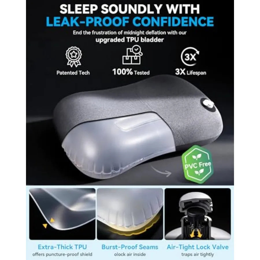 Camping Pillow With Removable Cover Ultralight Inflatable Neck Support