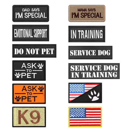 12 Piece Tactical Patch Bundle For Dog Vest Harness Collar - Paws and Pro's Outfitters