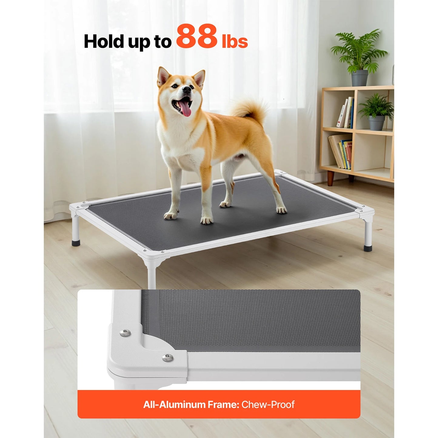 SucceBuy Elevated Dog Bed Portable Aluminum Frame Breathable Textilene Mesh