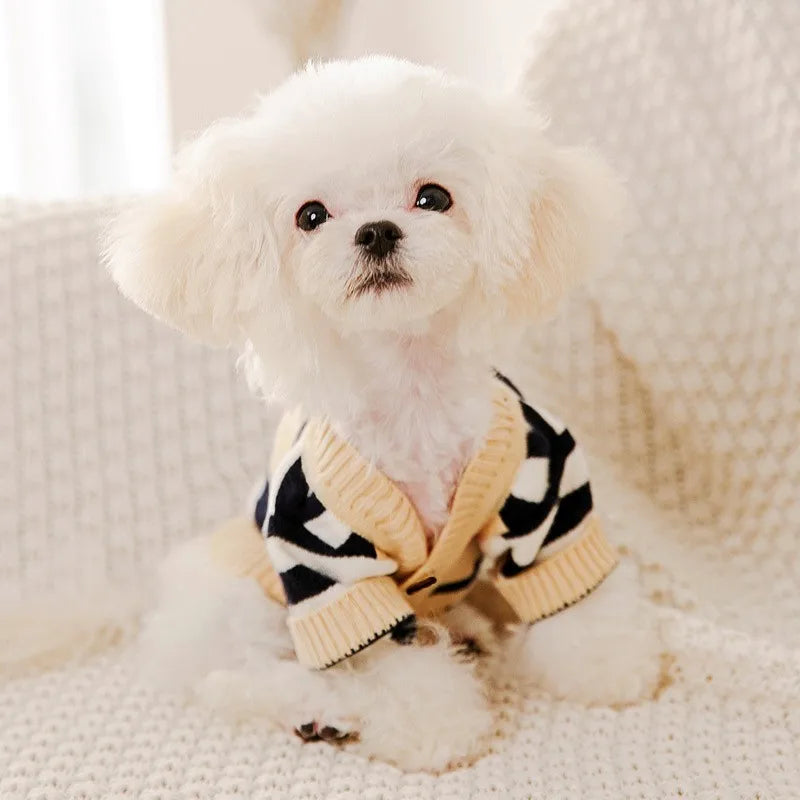 Striped Cotton Cardigan Sweater For Small Dogs And Kittens