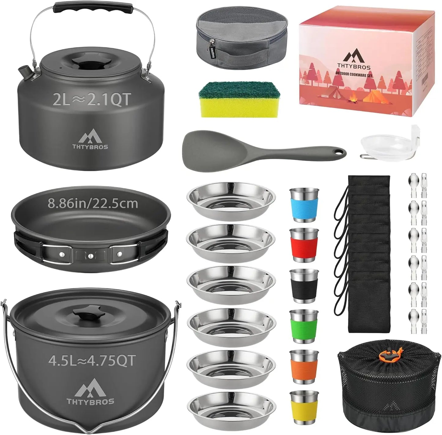 43 Piece Camping Cookware Set For Outdoor Kitchen And Dining